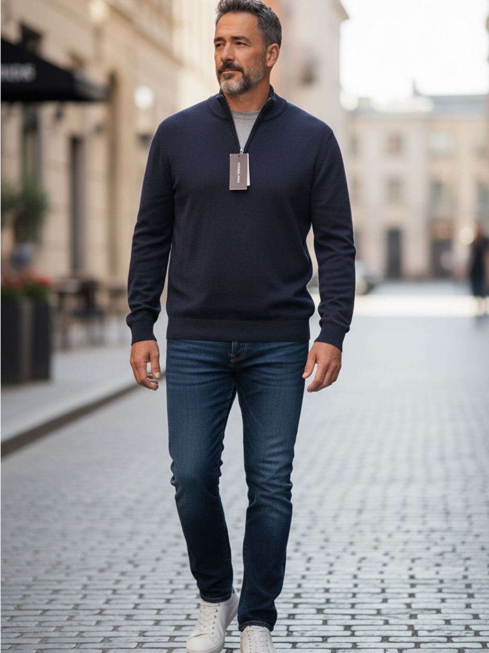 NWT Michael Kors Men's Quarter-Zip Sweater - Midnight Navy - Size Large